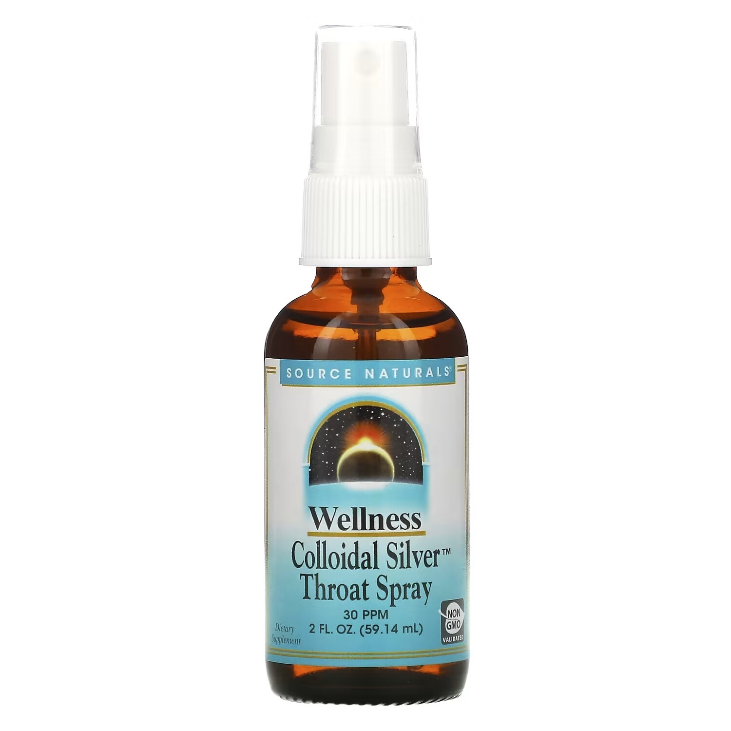 

Source Naturals Wellness спрей для горла с коллоидным серебром 30 част.млн, 59,14 мл