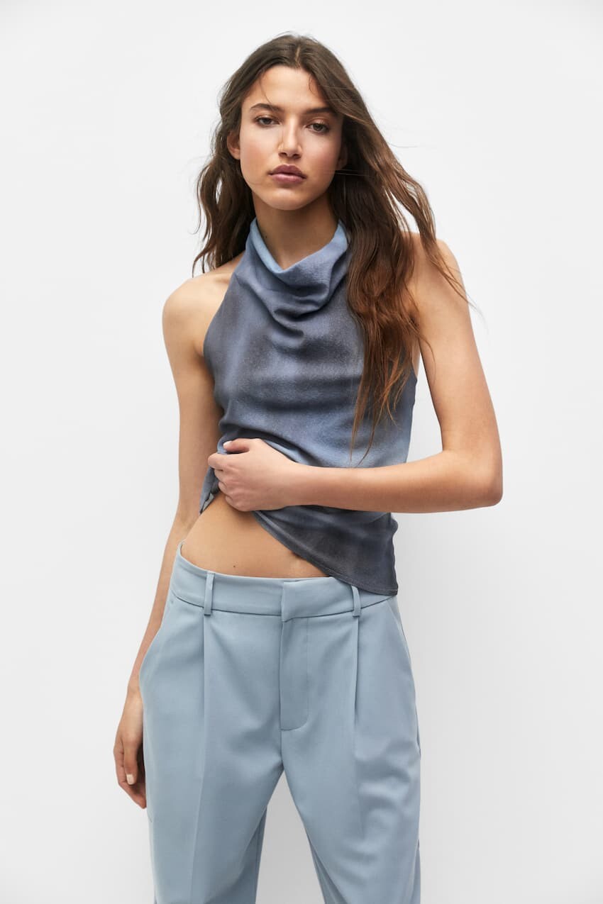 

Топ с принтом тай-дай Pull&Bear, синий