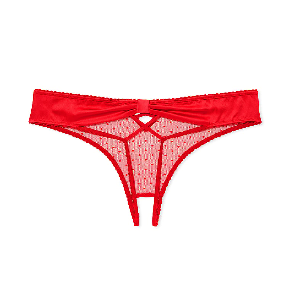 Трусы Victoria's Secret Very Sexy Strappy Lace Crotchless, красный