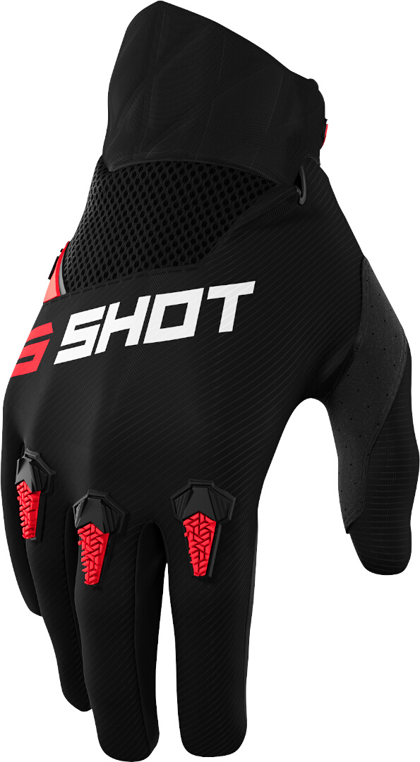 перчатки shot lite с логотипом красный белый Перчатки Shot Devo с логотипом, черный/красный