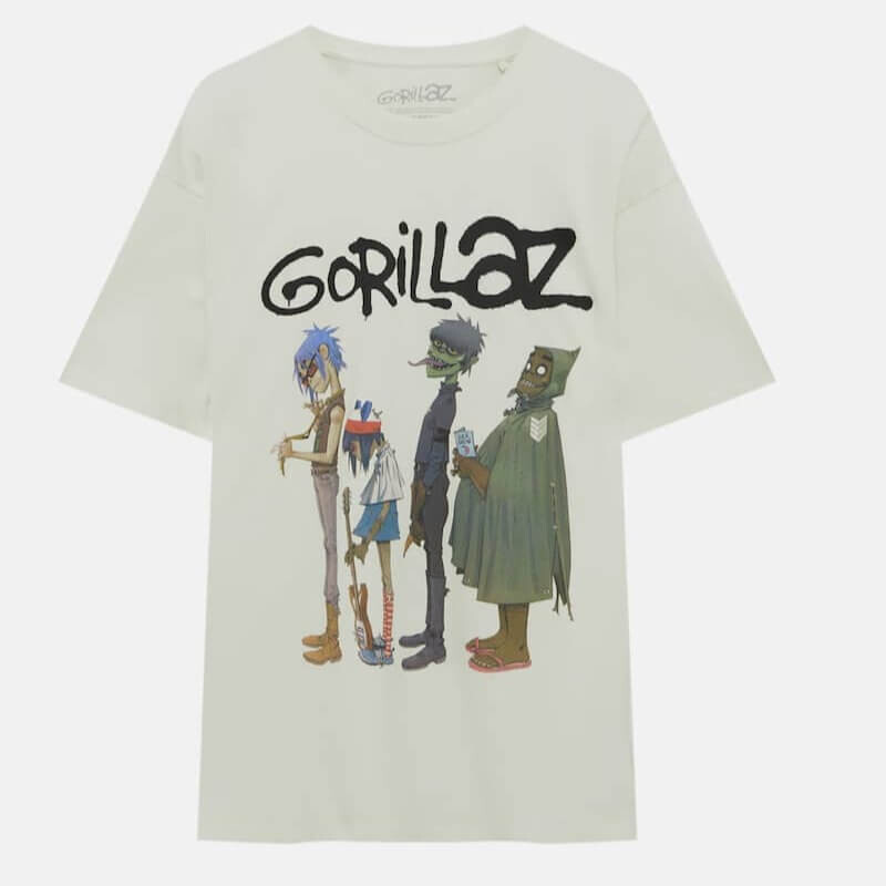 

Футболка с принтом Pull&Bear Gorillaz, белый