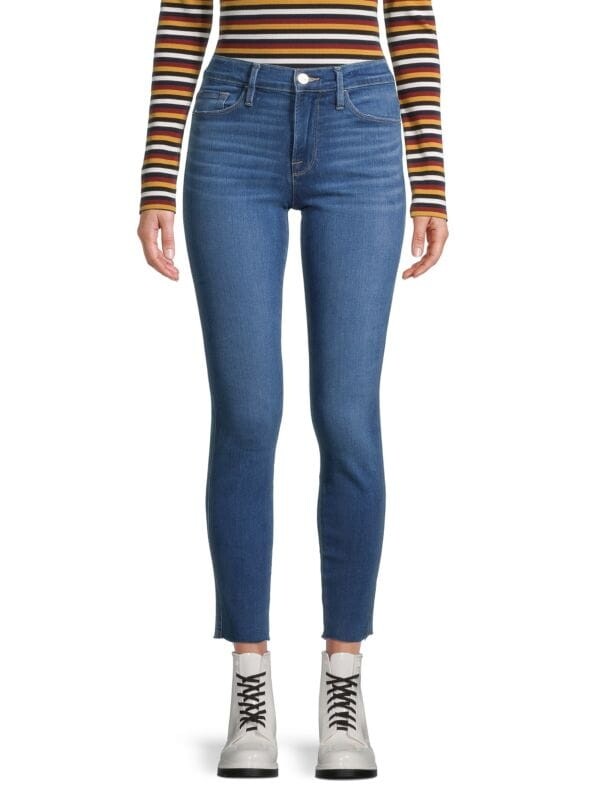 

Укороченные джинсы Frame со средней посадкой Le Skinny De Jeanne, decades blue