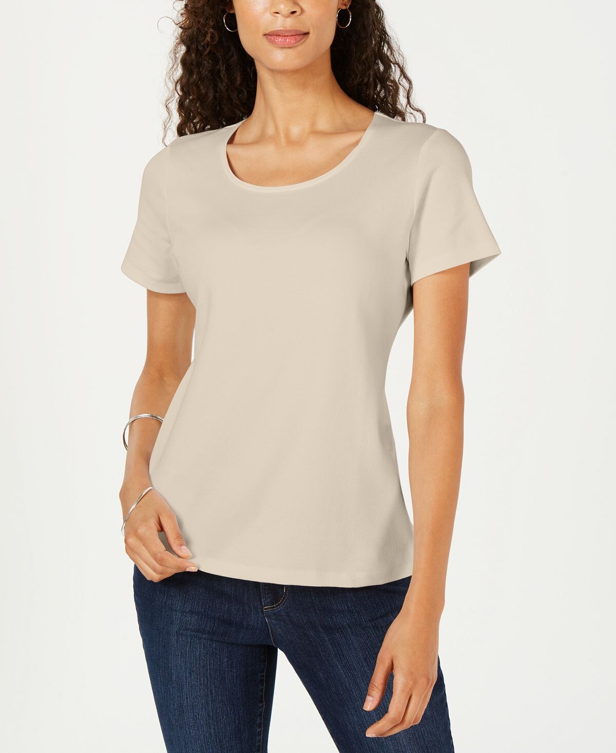 

Миниатюрный хлопковый топ с круглым вырезом, созданный для macy's Karen Scott