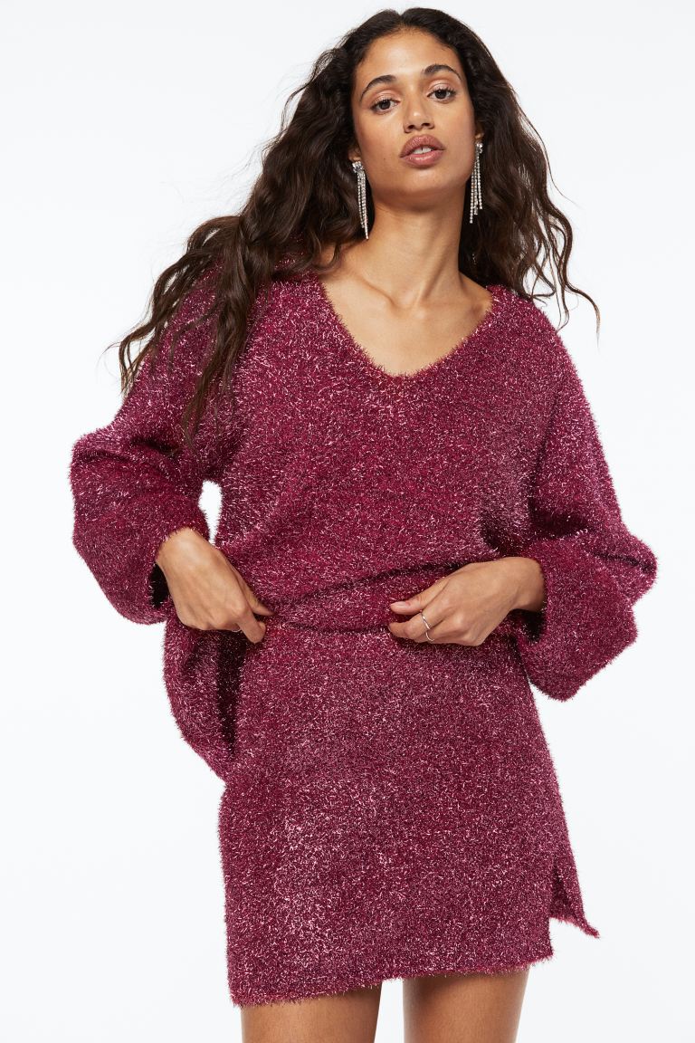 Блестящий свитер H&M, темно-розовый