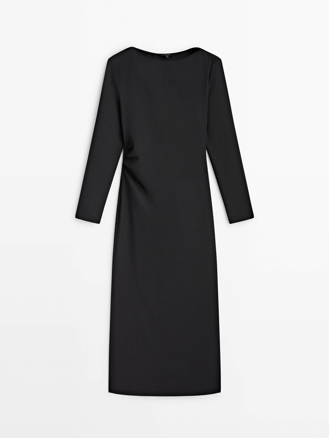 

Платье Massimo Dutti Midi With Gathered Side, черный