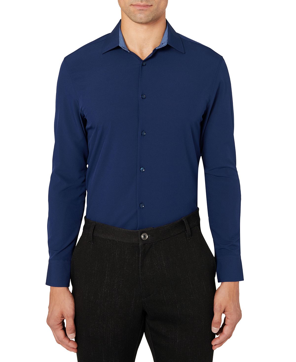 цена Мужская классическая рубашка slim-fit solid performance stretch cooling comfort ConStruct, синий