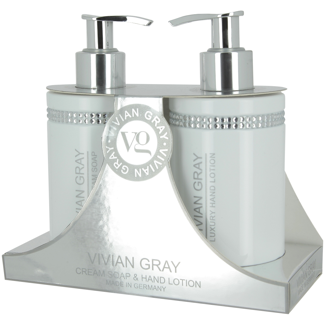 цена Vivian Gray White Crystal набор: жидкое мыло, 250 мл + лосьон для рук, 250 мл