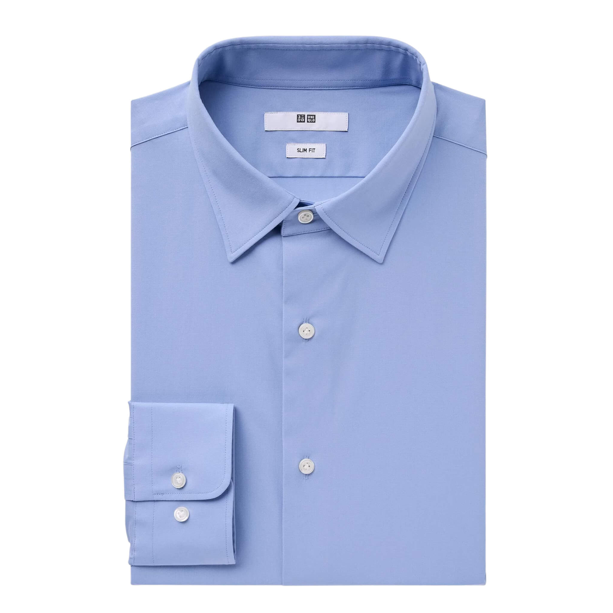 Рубашка Uniqlo Easy Care Broadcloth Stretch Slim Fit, голубой