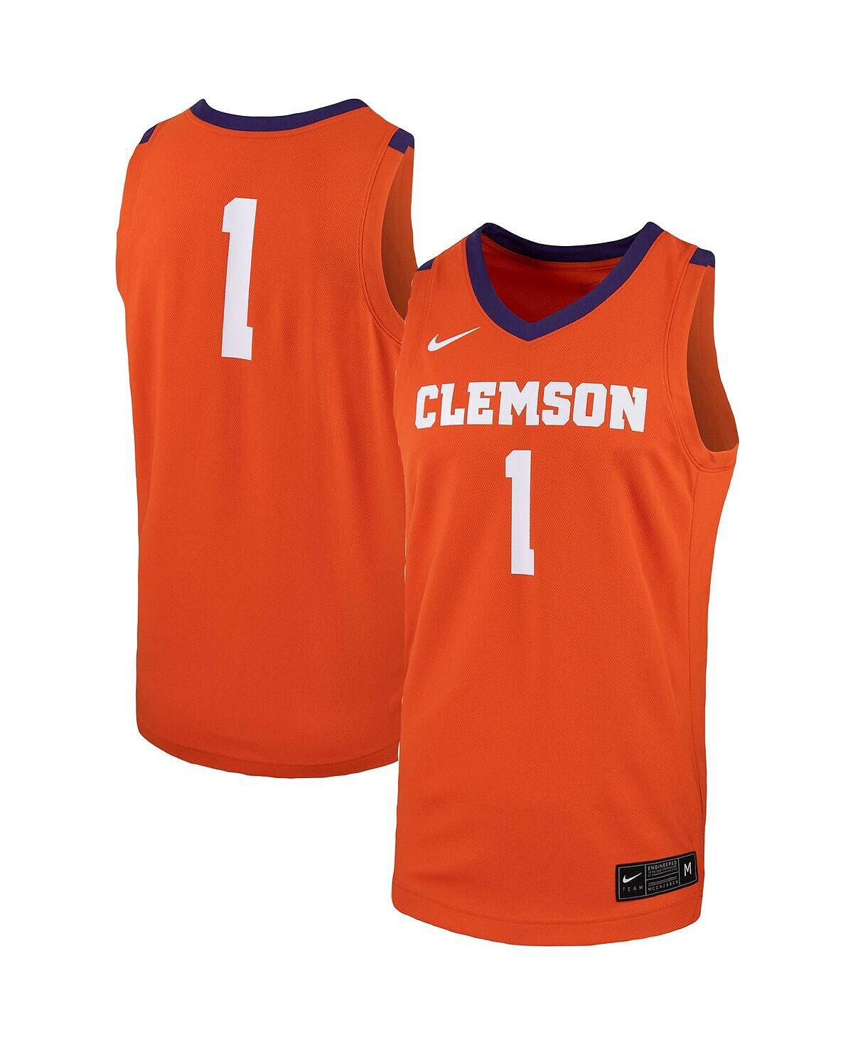 

Мужская #1 оранжевая баскетбольная майка clemson tigers team replica Nike