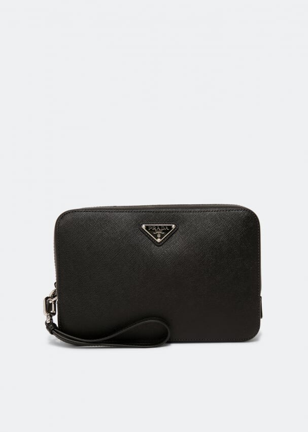 

Сумка PRADA Saffiano leather pouch, черный