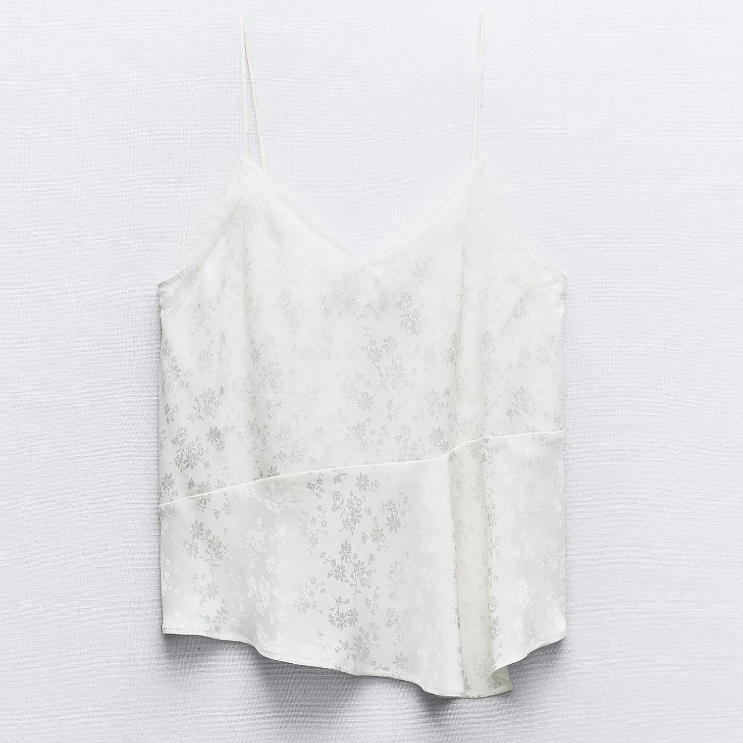 Топ Zara Jacquard Lace Camisole, белый топ zara camisole floral print мультиколор