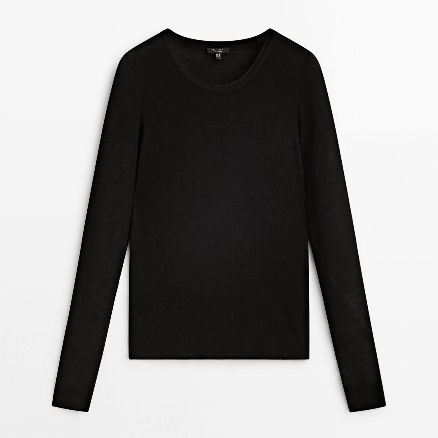 

Лонгслив Massimo Dutti A Lyocell And Wool Blend, черный