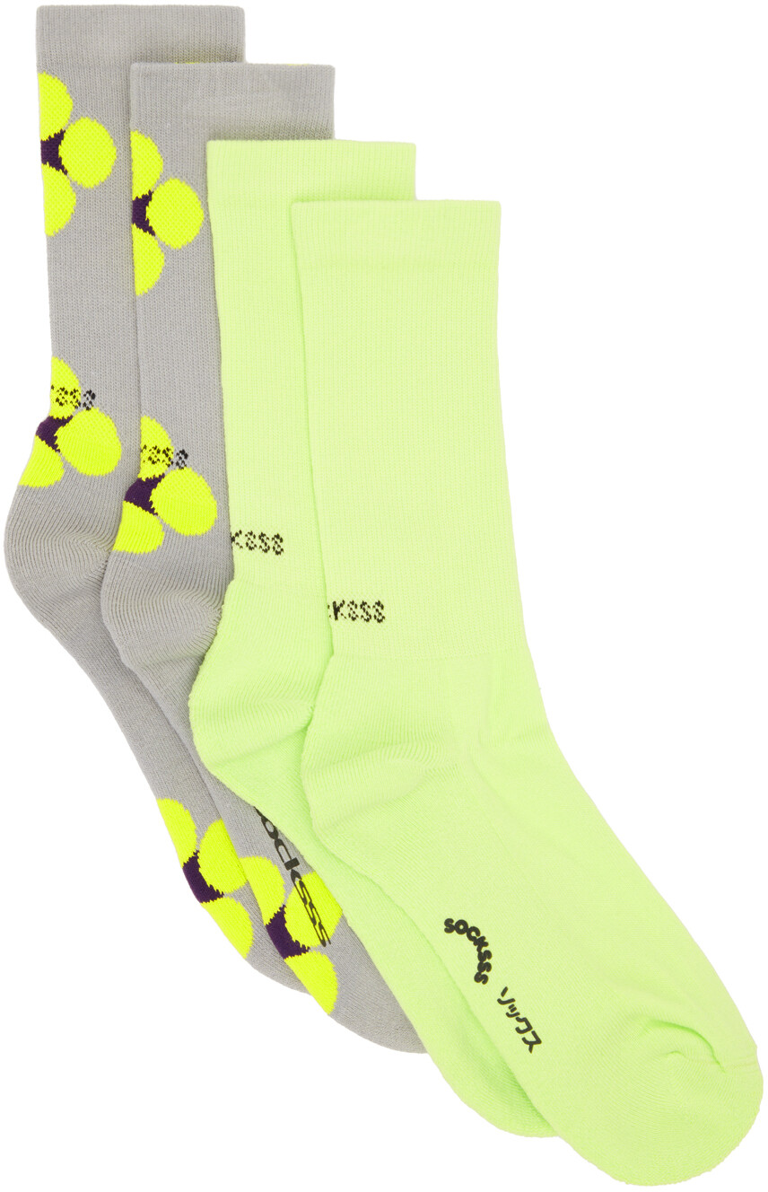 

Набор из двух пар зелено-серых носков SOCKSSS