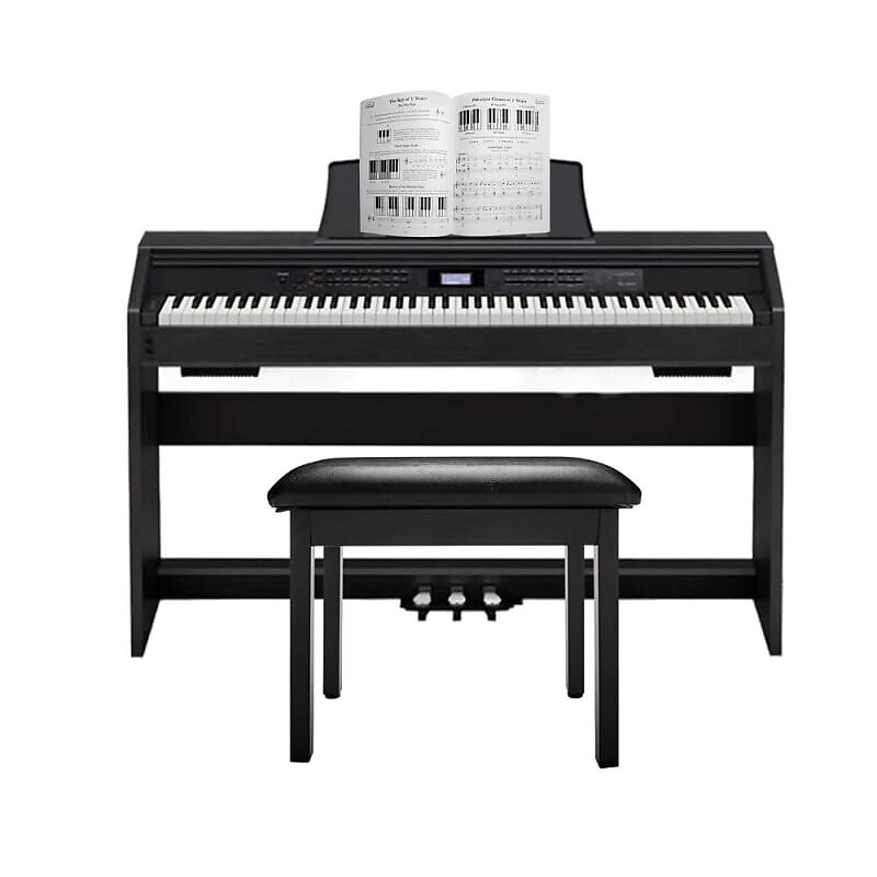 

Casio PX-780 Privia 88-клавишное цифровое домашнее пианино с блоком питания (черного цвета) в комплекте с откидной скамьей для пианино в стиле мебели (черного цвета) и лаконичным подходом к обучению и игре с компакт-диском