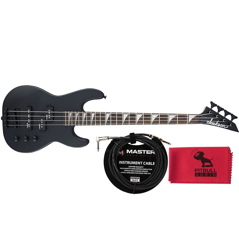 Концертный бас-гитара Jackson серии JS Minion JS1X Satin Black Bass с кабелем и тканью Jackson Audio 2915556568