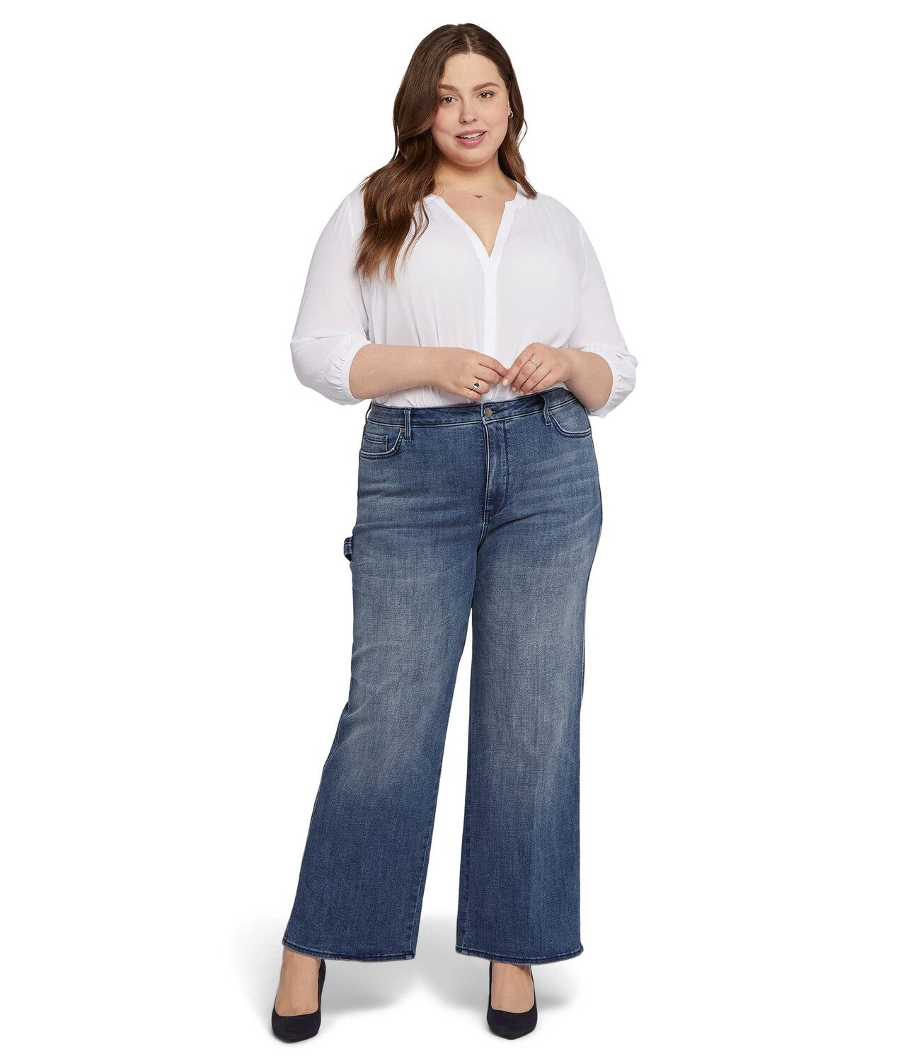 

Джинсы NYDJ Plus Size, Plus Size High-Rise Teresa Wide Leg Utility in Caliente