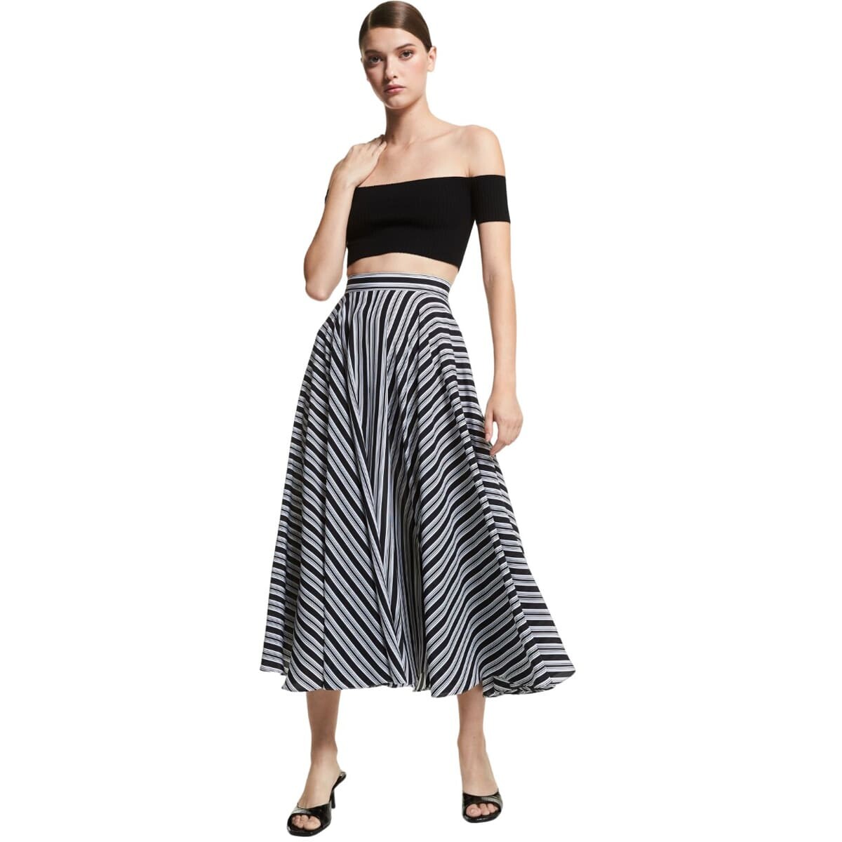 

Юбка Michael Kors Striped Organic Silk, черно-белый