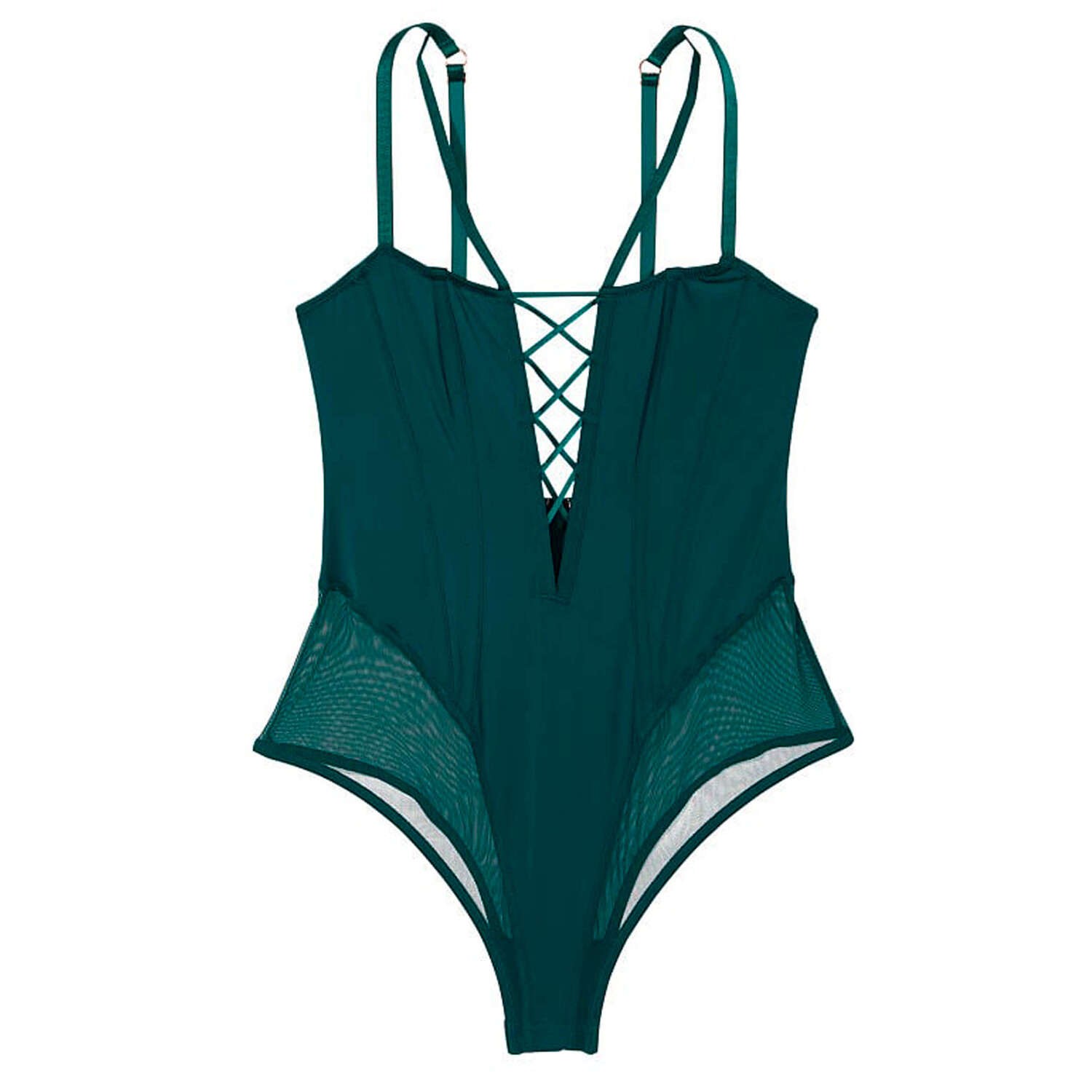 

Корсет-боди на шнуровке Victoria's Secret Very Sexy Teddy, темно-зеленый
