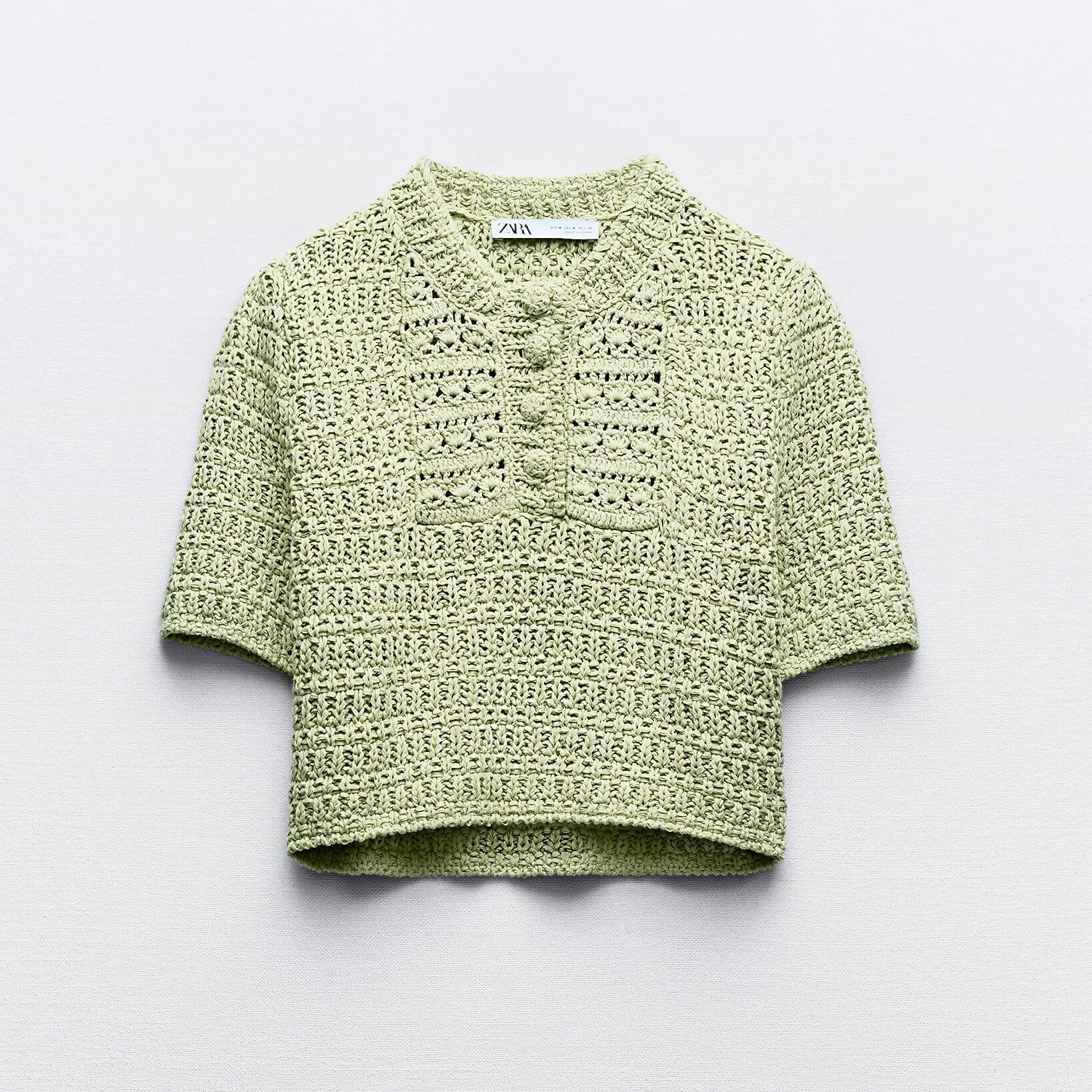 Кроп топ Zara Knit, светло-зеленый кроп топ zara check knit розовый