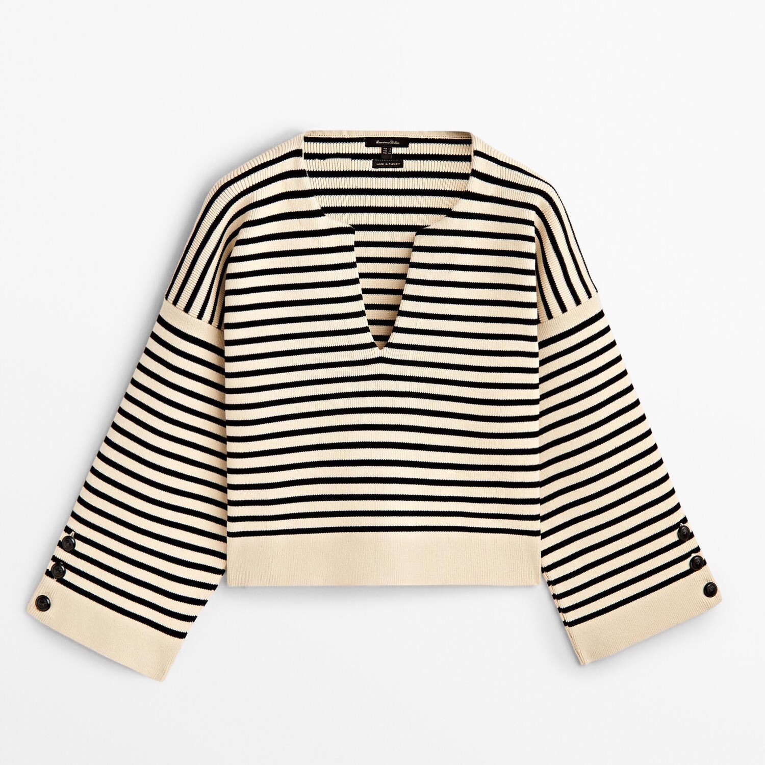 

Свитер Massimo Dutti Striped With Button Details, черный