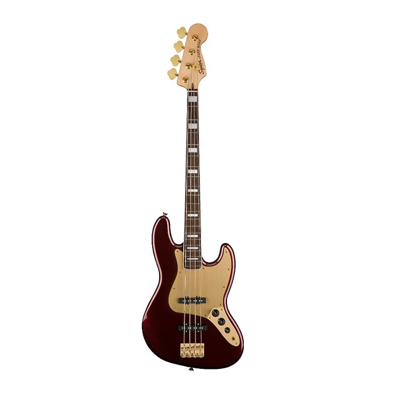 

Fender Squier 40th Anniversary Jazz 4-String Bass, Gold Edition, с кленовым C-образным грифом и грифом из индийского лавра (Ruby Red Metallic) Fender 40th Anniversary Jazz Bass, Gold Edition (Ruby Red Metallic)