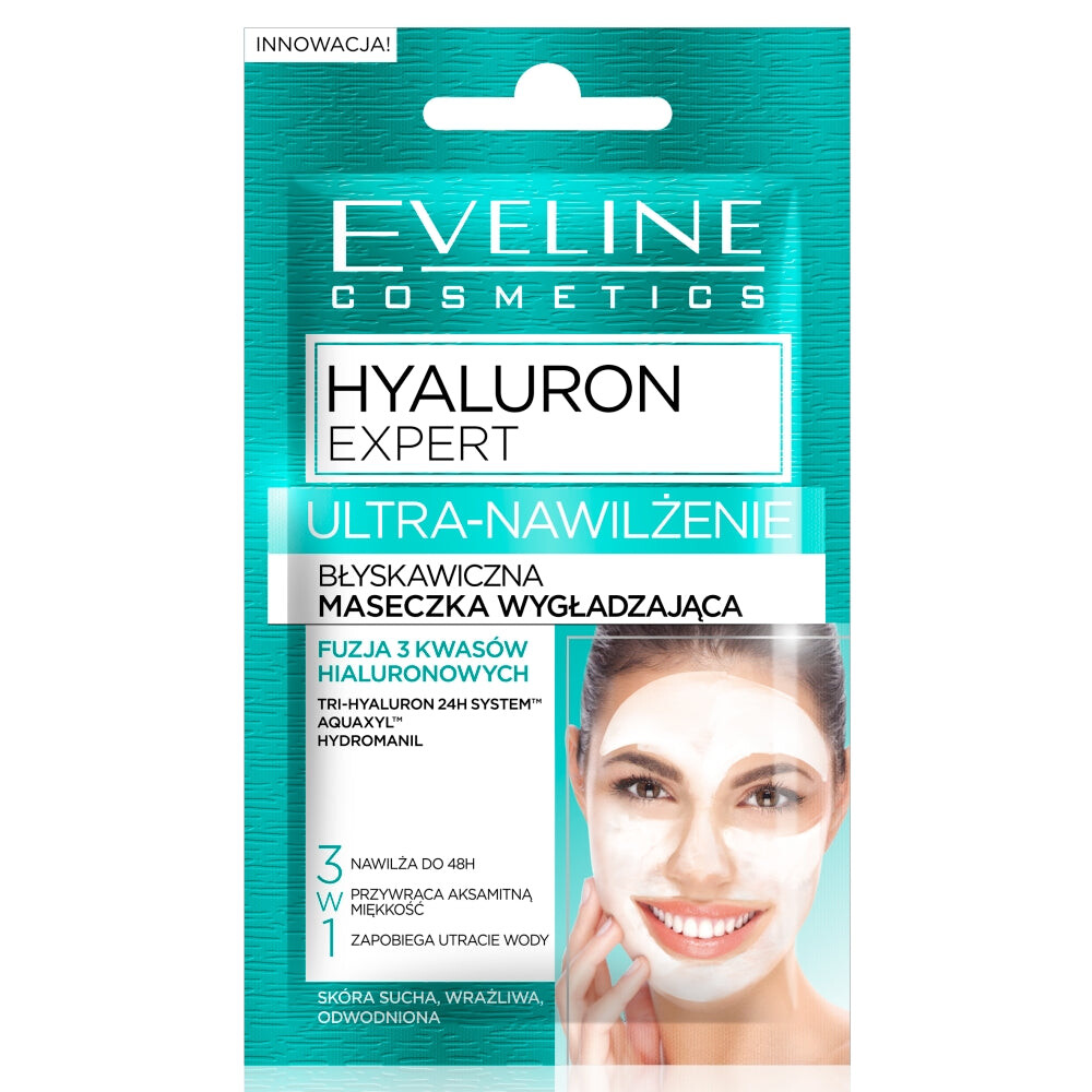 

Eveline Cosmetics Hyaluron Expert Ультраувлажняющая мгновенно разглаживающая маска 3в1 7мл