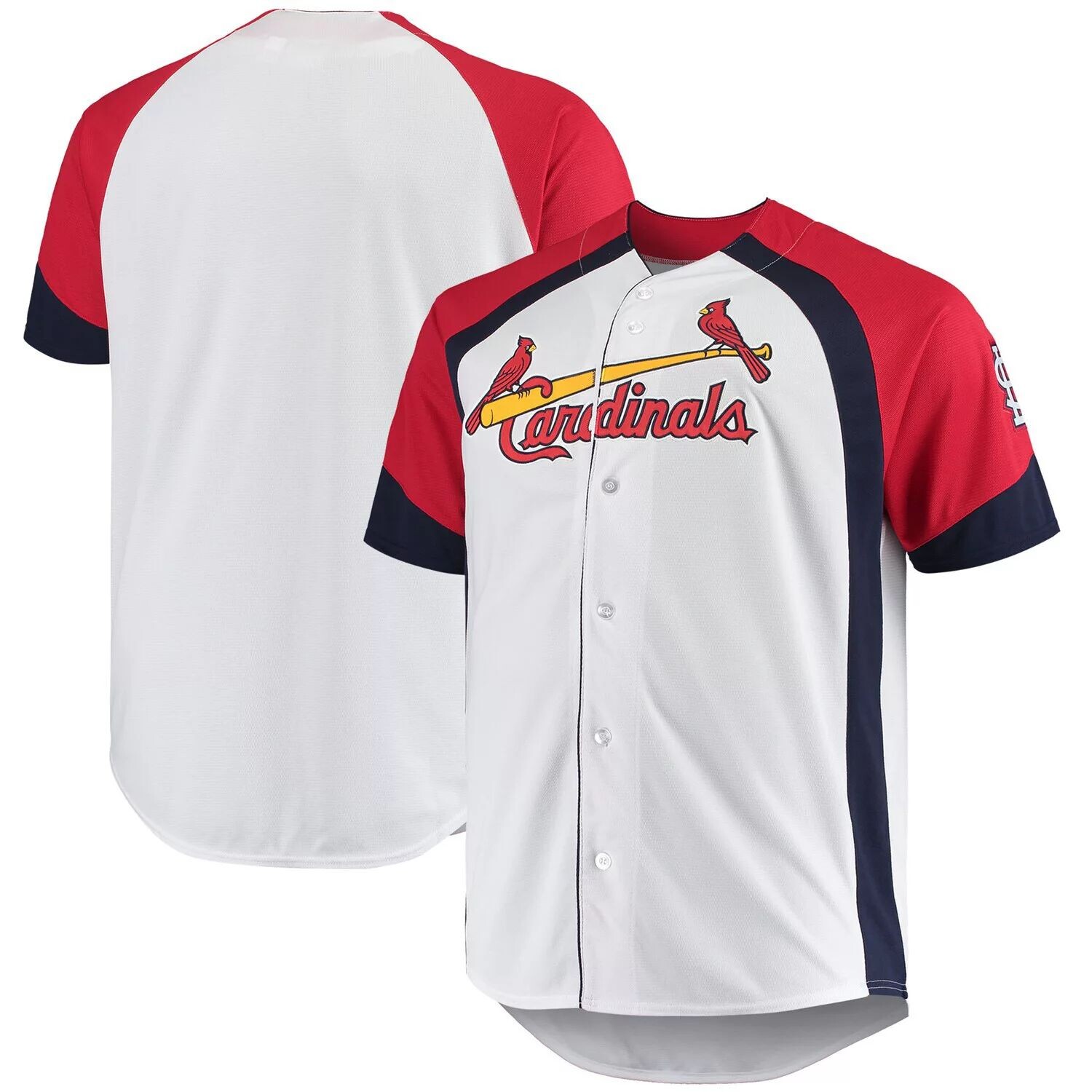 

Мужская бело-красная майка St. Louis Cardinals Big & Tall с цветными блоками и полной застежкой, Красный