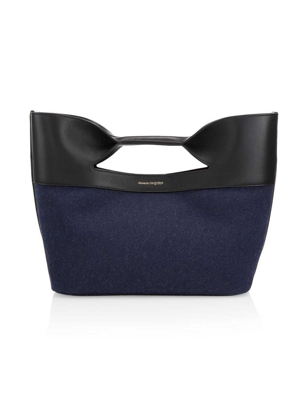 

Сумка The Small Bow из джинсовой ткани и кожи с верхней ручкой Alexander McQueen, черный