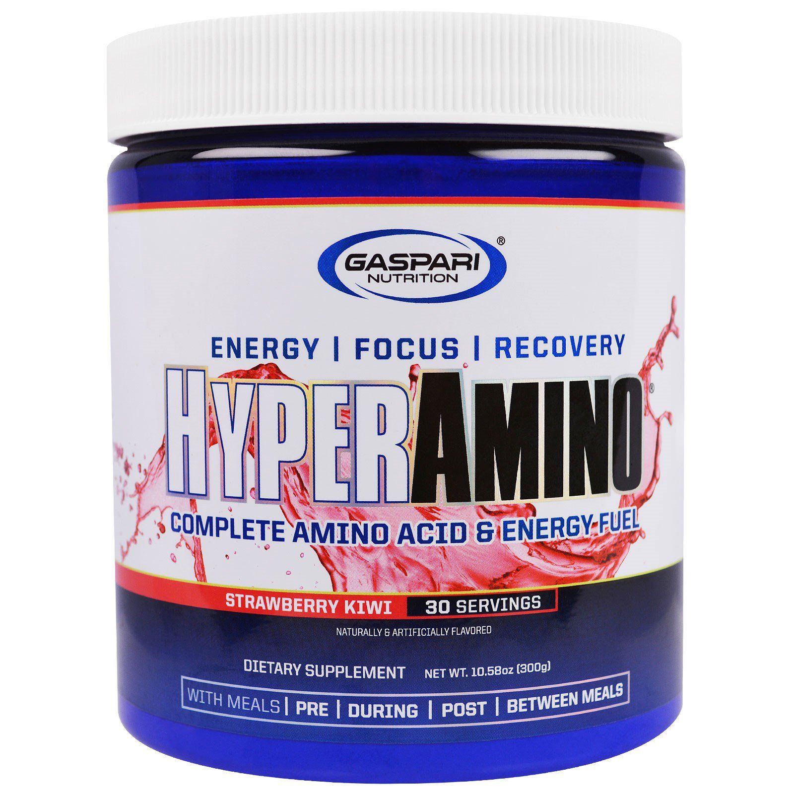 Gaspari Nutrition HyperAmino Strawberry Kiwi Net Wt 10.58 oz (300 g) gaspari nutrition anavite multi pack 30 пакетиков