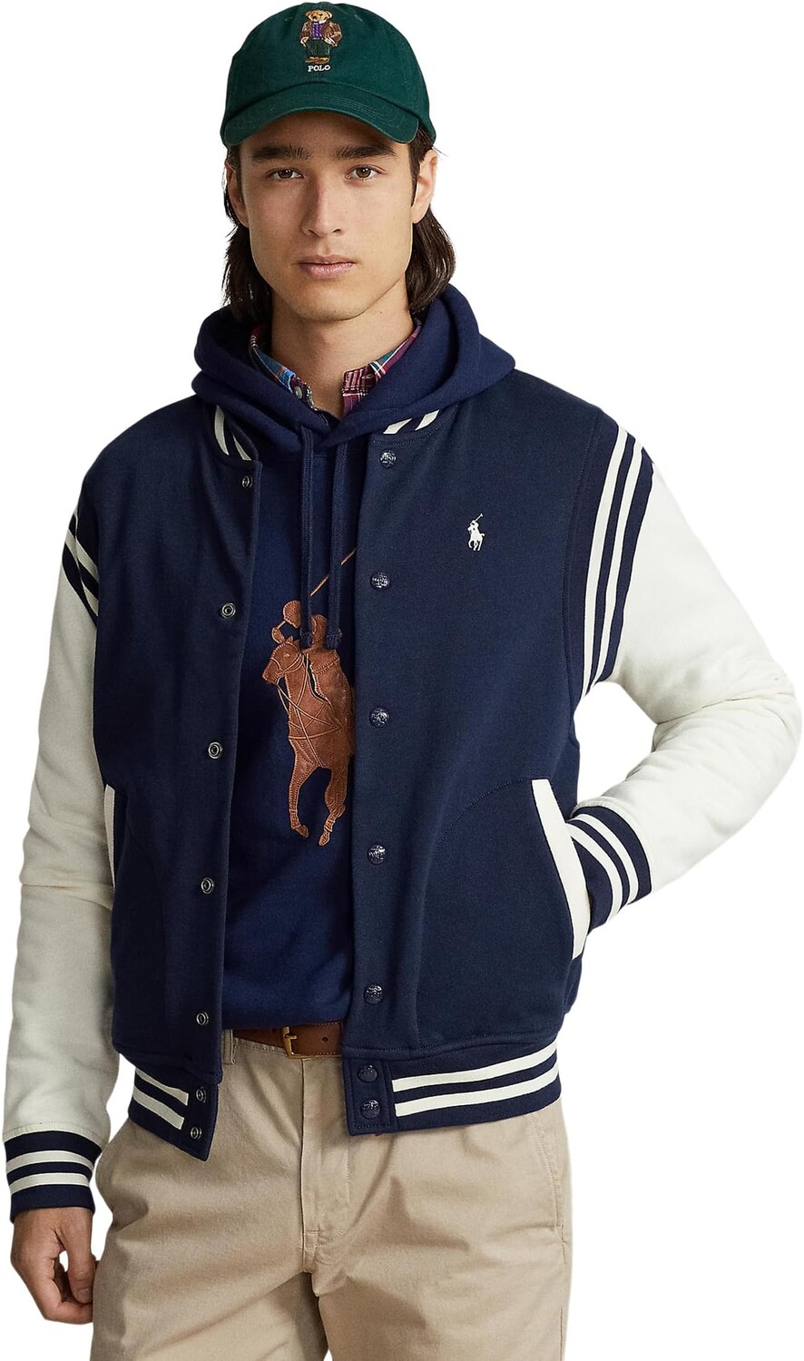 

Куртка Fleece Baseball Jacket Polo Ralph Lauren, цвет Cruise Navy/Clubhouse Cream