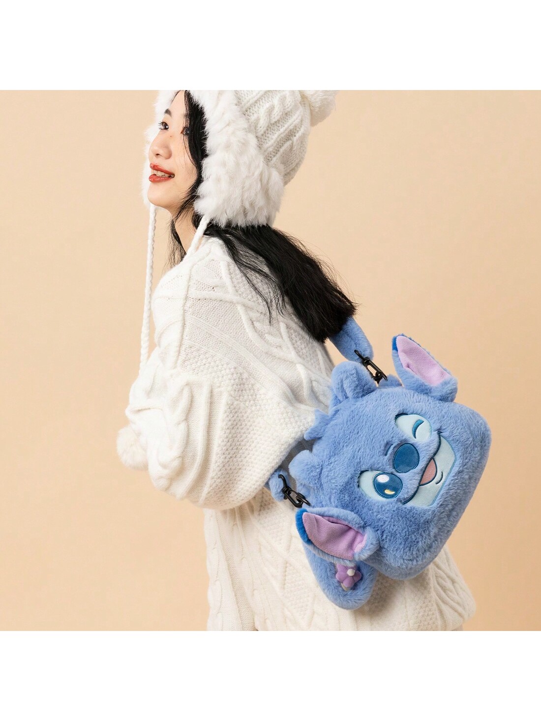 Ручная сумка через плечо Miniso Disney Plush Season Series Puffy Cartoon Bag (Stitch), синий children cute pony plush doll cartoon plush schoolbag school bag backpack pendant plush toy