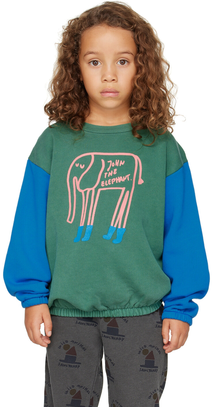 

Bonmot Organic Kids Зеленый и синий эластичный свитшот John