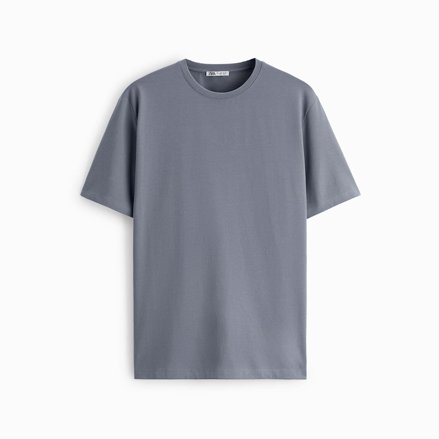 

Футболка Zara Basic Slim Fit, голубой