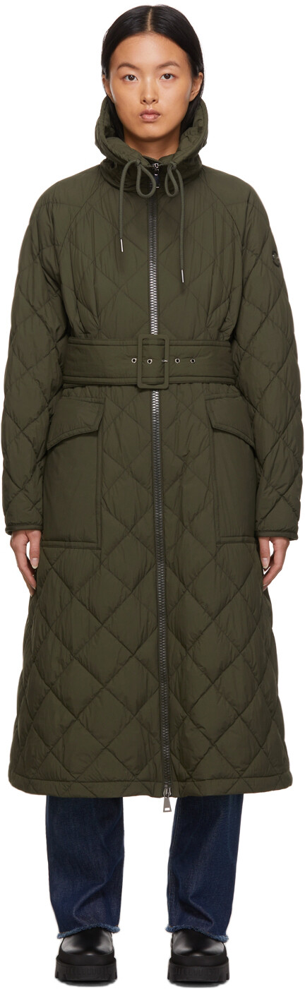 

Пуховик цвета хаки, длинное длинное пальто Moncler