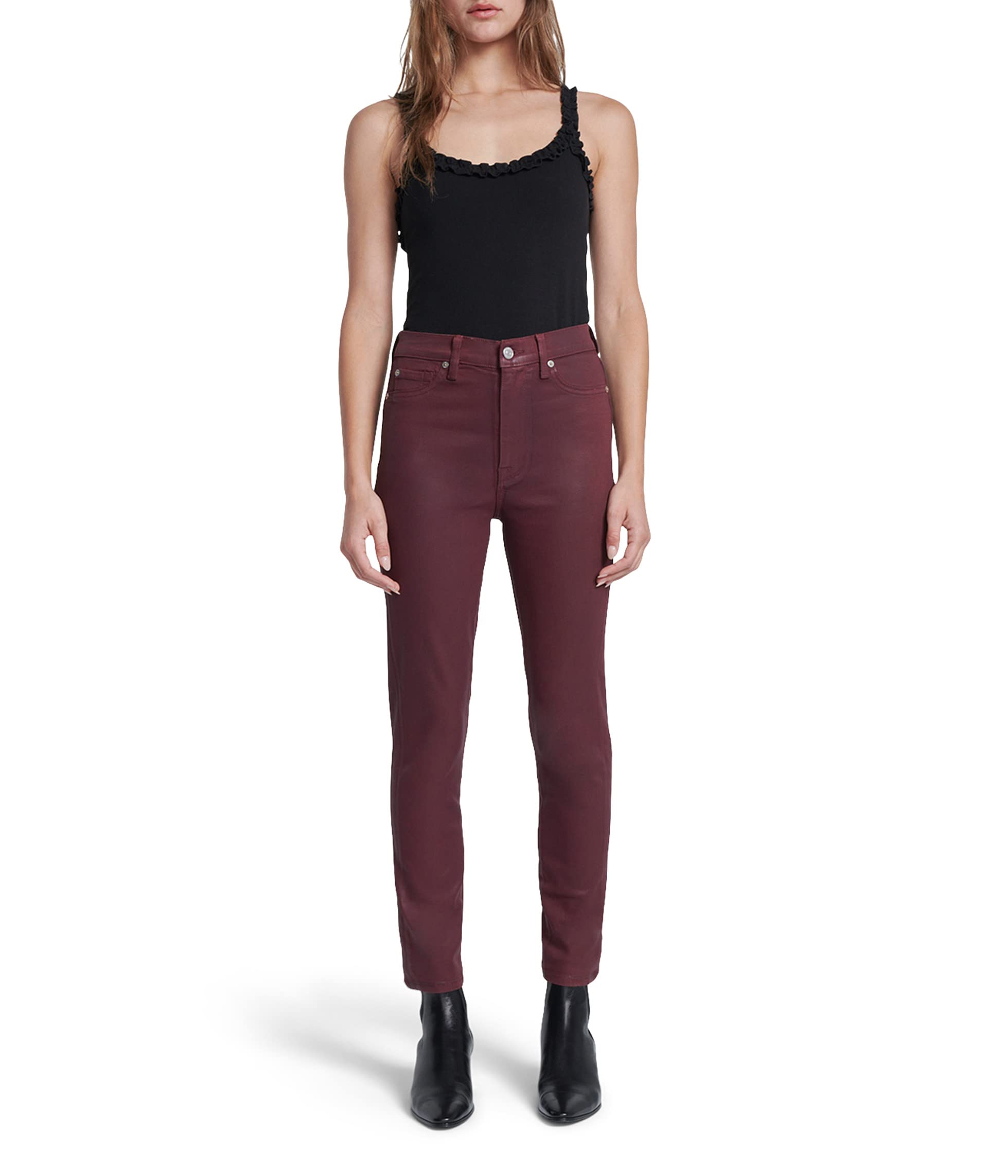 Джинсы 7 For All Mankind, High-Waisted Ankle Skinny Faux Pocket in Ruby Rust