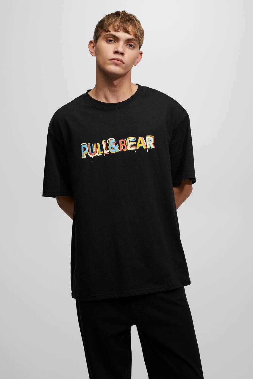 

Футболка с логотипом Pull&Bear Pull&Bear, черный