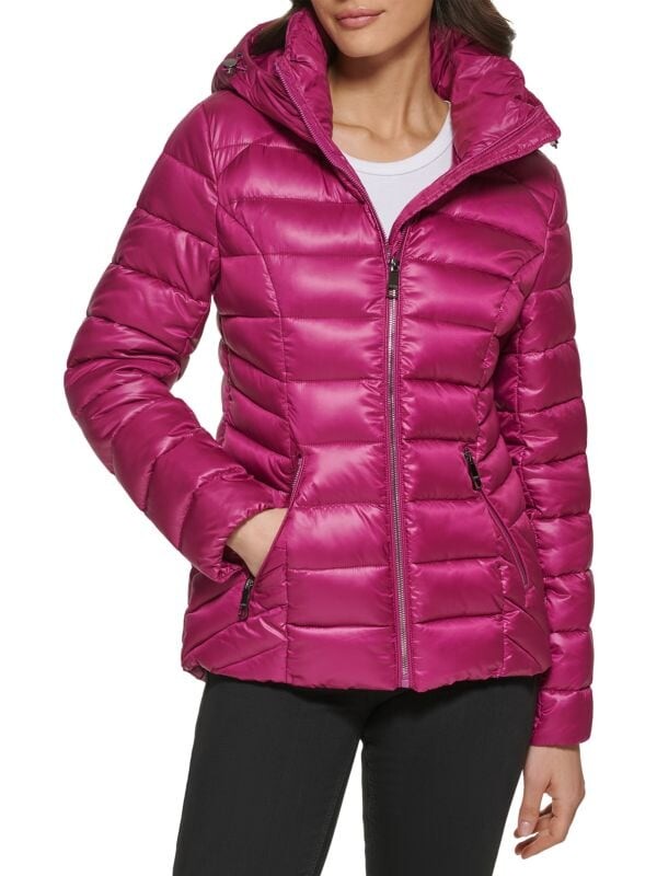 

Пуховик с капюшоном Guess Hot pink, Розовый