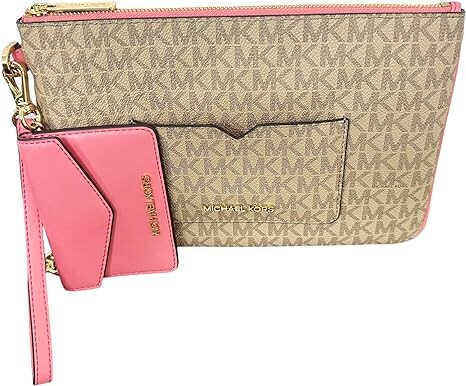 

Michael Kors Jet Set Travel, большой футляр для карт 2 в 1 и клатч MK Signature, чайная роза