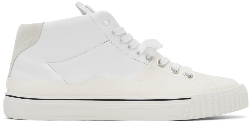 

Белые кожаные средние кеды Maison Margiela