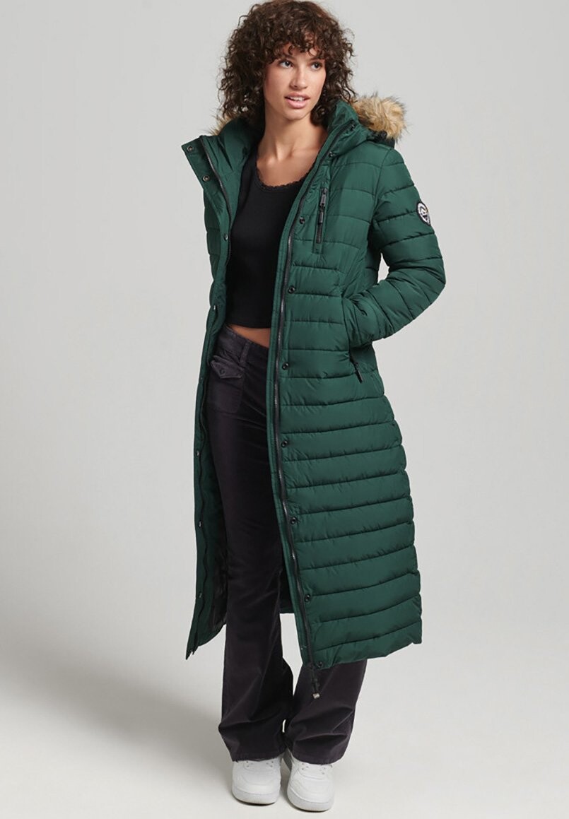 Пальто зимнее Superdry, зеленый