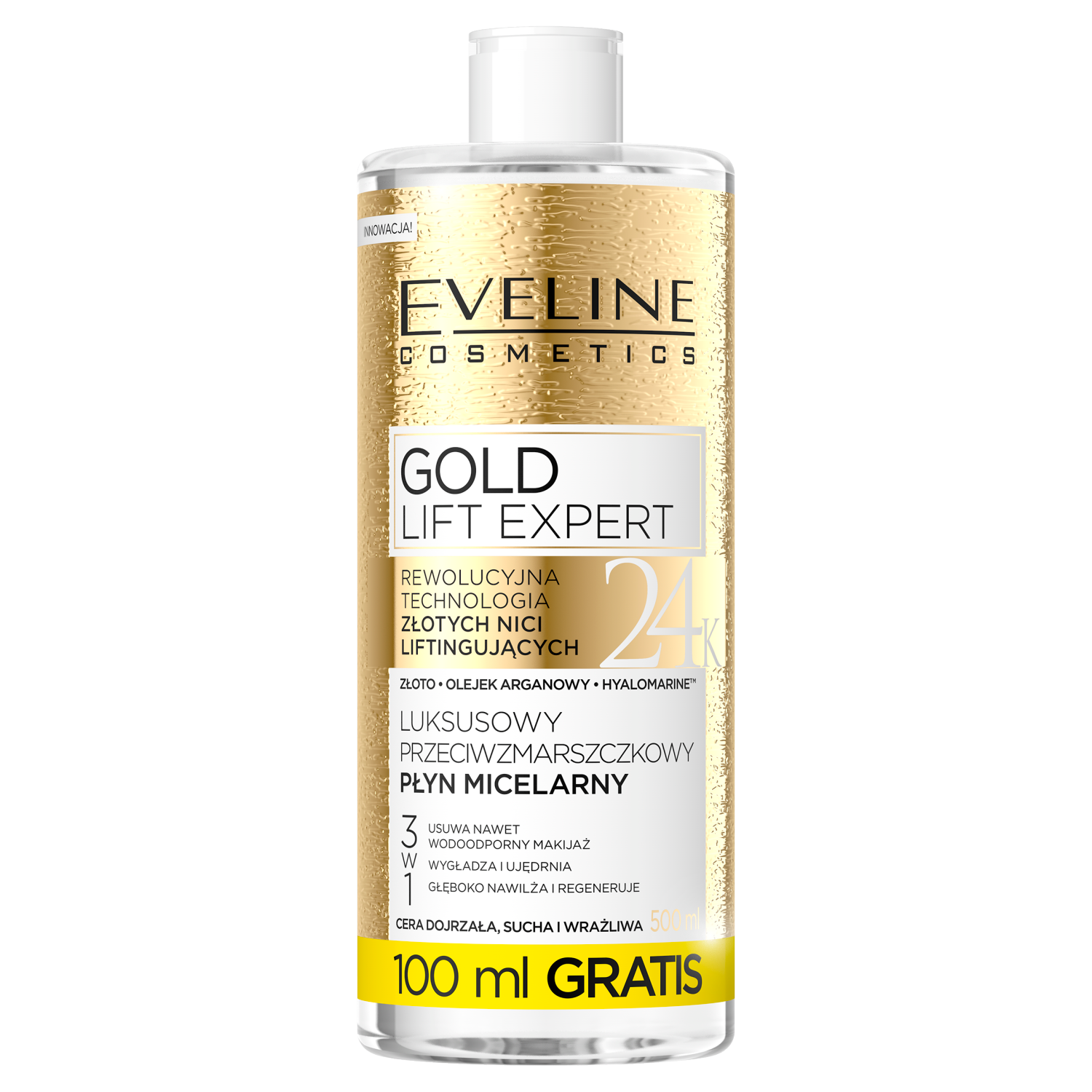 Eveline Cosmetics Gold Lift Expert Мицеллярная вода для лица против морщин, 500 мл