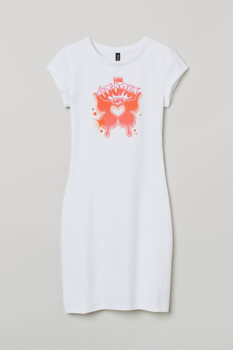 

Короткое платье с принтом H&M, белый / утопическая жизнь