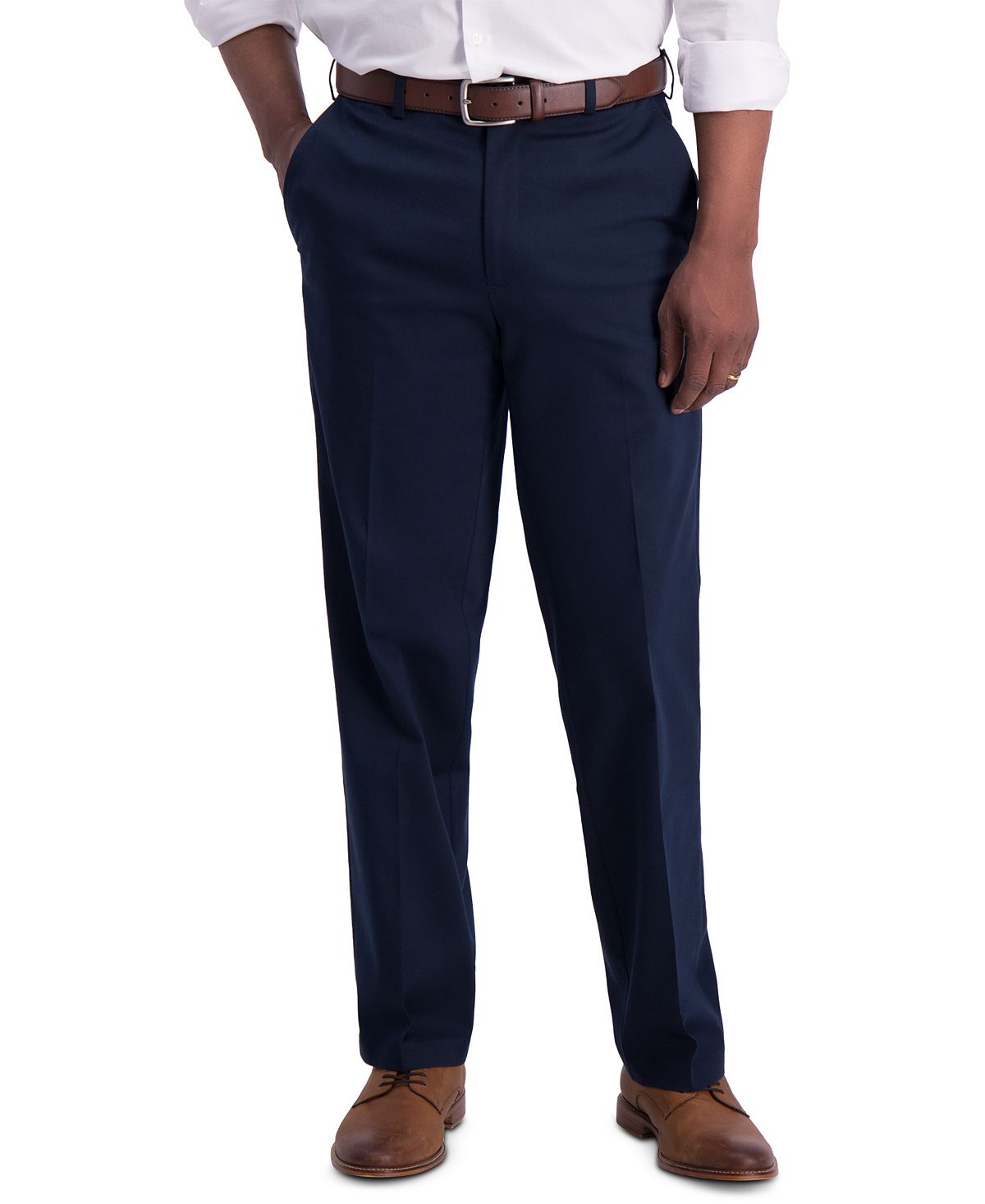 Мужские брюки премиум-класса цвета хаки классического кроя без железа Haggar, темно-синий