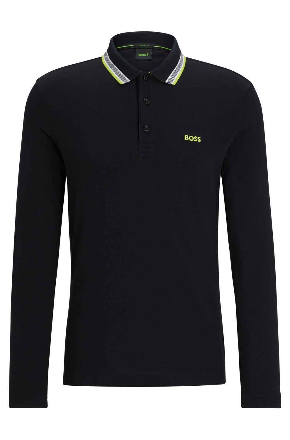 

Футболка поло Boss Long-sleeved Cotton-piqué With Contrast Logo, черный