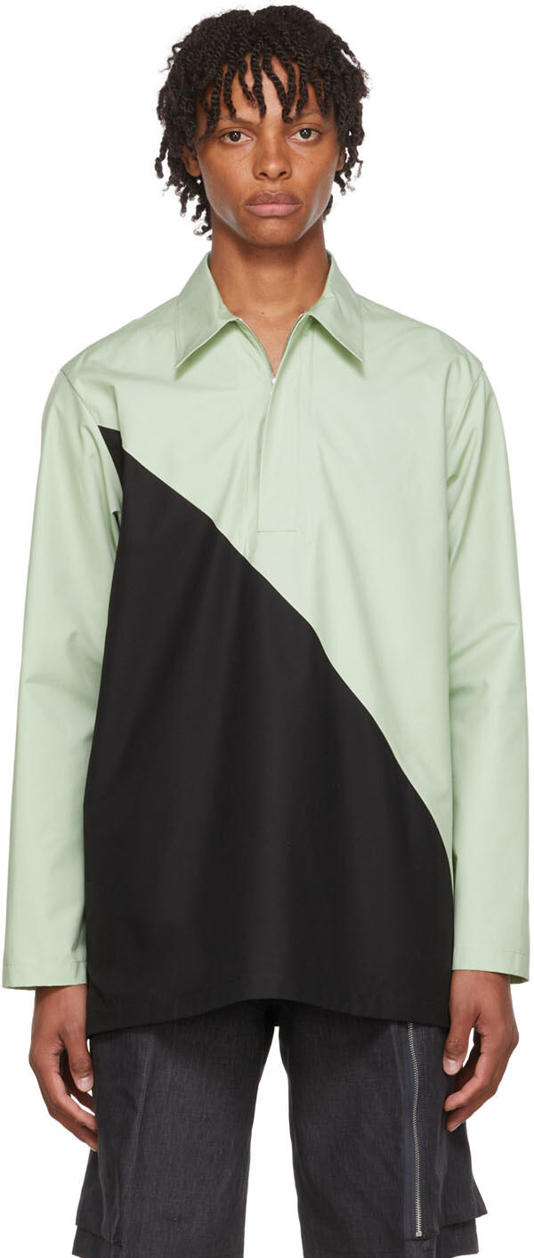 

Зеленая и черная хлопковая рубашка Jil Sander
