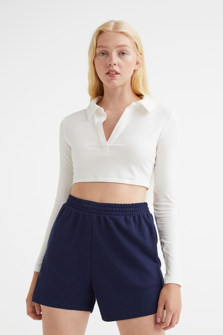 

Укороченный топ с воротником H&M, белый