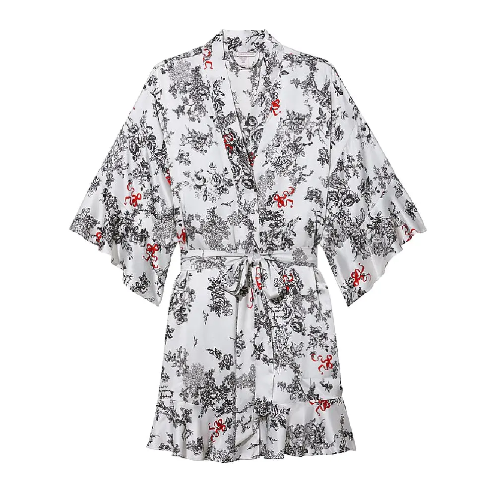 

Халат Victoria's Secret Georgette Flounce, белый/черный