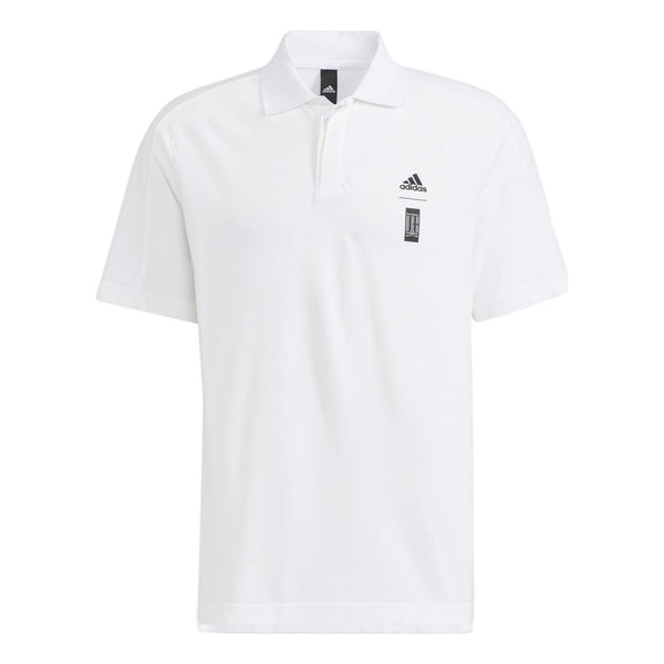 Футболка Adidas Wj Mh Polo Solid Color Chest Brand Logo Printing Short Sleeve White Polo Shirt, Белый