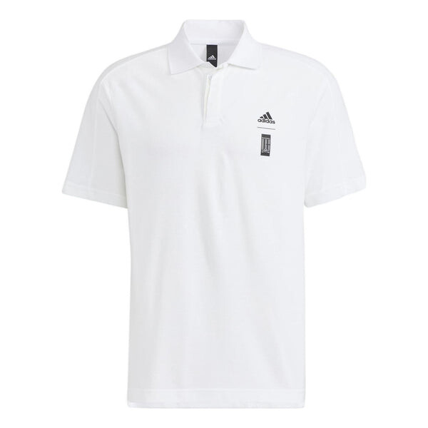 Футболка Adidas Wj Mh Polo Solid Color Chest Brand Logo Printing Short Sleeve White Polo Shirt, Белый men s polo suit summer new fashion men sets printed short sleeve zipper polo shirt