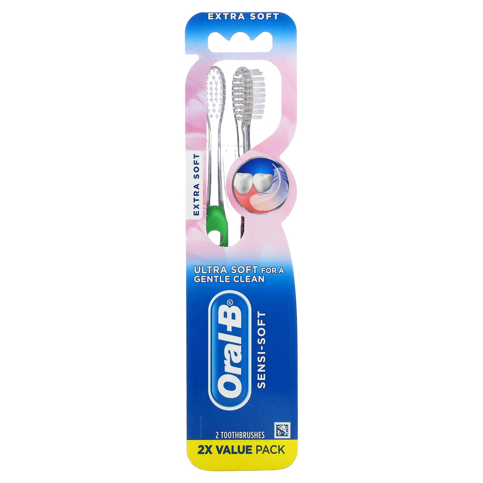 Щетка Oral-B Sensi-Soft Extra-Soft, 2 зубные щетки зубные щетки cvdent зубная щетка cvdent oral pro extra soft
